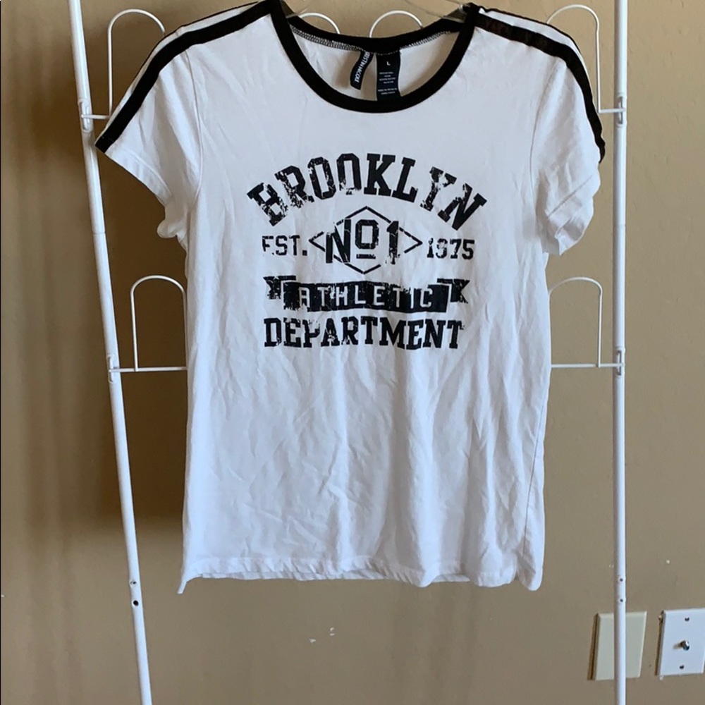 Black White T-Shirt w/ black lettering